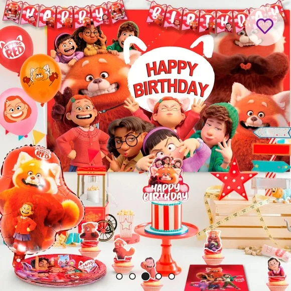 Disney Pixar Turning Red Panda Birthday Party Supplies Huge Set Tableware Decor - Picture 3 of 8
